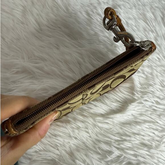 COACH Tan Brown Khaki Canvas Wristlet - Picture 3 of 5